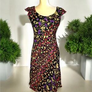 Talbots Silk Dress Sz 4 Multicolor Floral Lined